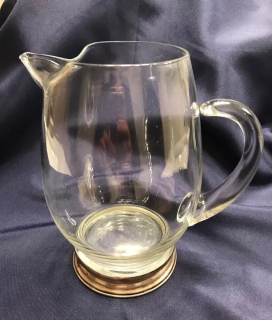 Amazing Vintage Glass Martini Pitcher Sterling Silver with Wallace U15 Base