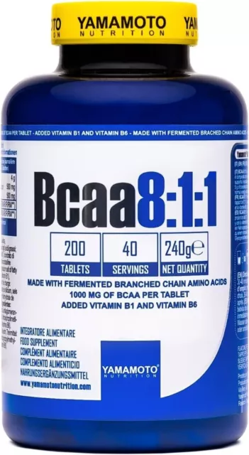 Bcaa 8:1:1 YAMAMOTO NUTRITION Con Vitamine B1 e B6 200 Cpr Aminoacidi Ramificati