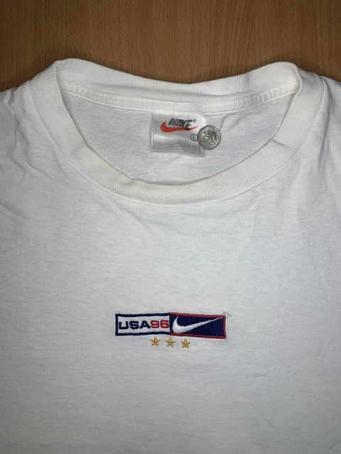 VTG 1996 NIKE USA OLYMPIC SHIRT AIR JORDAN MAX BW Large Men’s White