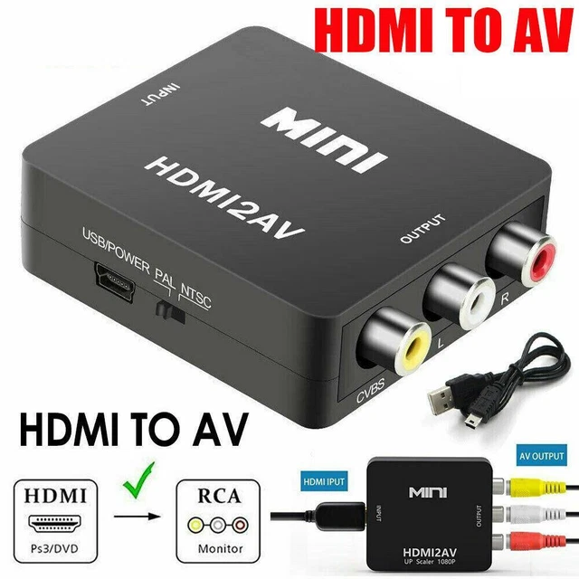 ZISONIX Convertisseur HDMI Vers RCA AV 1080P - HDMI2AV Avec Support NTSC PAL