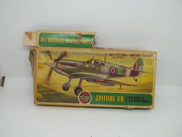 Vintage Airfix Airplane Model Kit 1/72 Scale #02046-2 Spitfire VB