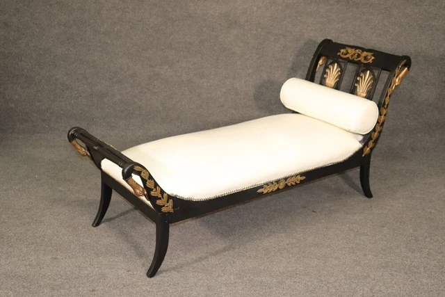 Bronze Mounted 1900s era Gilded Swan and Anthemia French Empire Daybed Chaise
