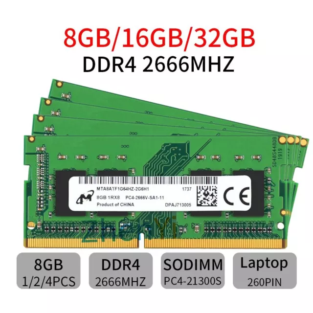 32Go 16Go 8Go DDR4 2666MHz PC4-2666V 260Pin 1.2V Mémoire portable pour Micron FR