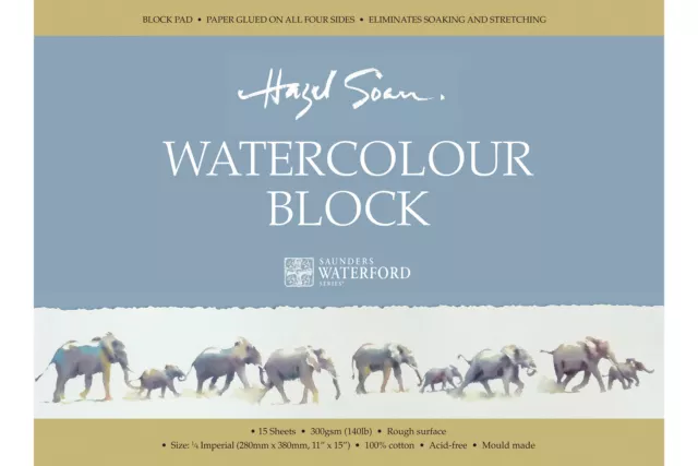 Hazel Soan Watercolour Blocks - 15 sheets, Glued on 4 Sides - Designed by Hazel