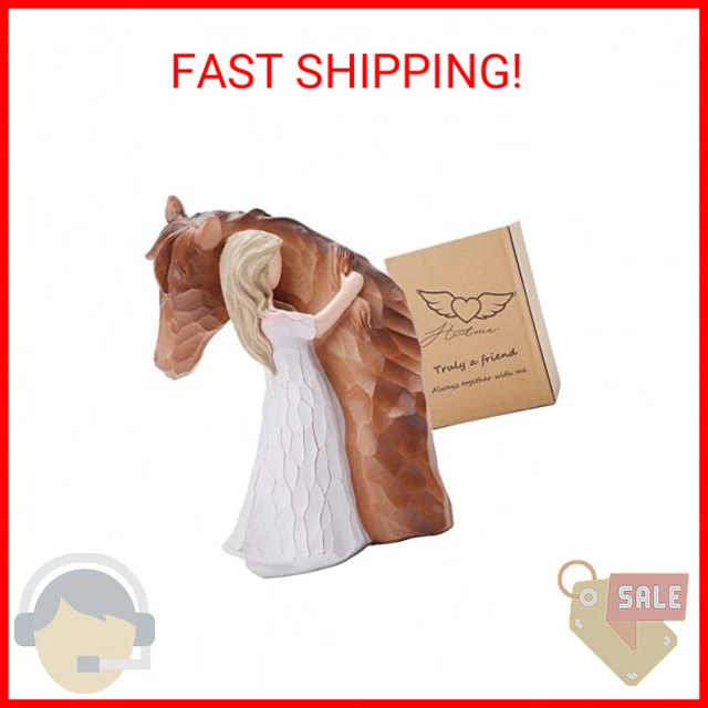 Horse Figurine Gifts for Women Horse Lovers, Girl Embrace Horse Statue Decor Han