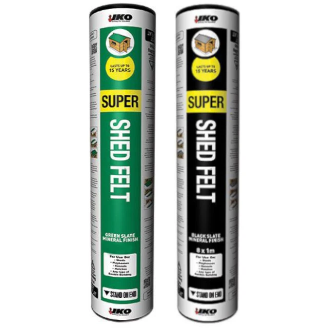 IKO Super Polyester Dachfilz schwarz oder grün 8m x 1m Nägel & Klebeoption