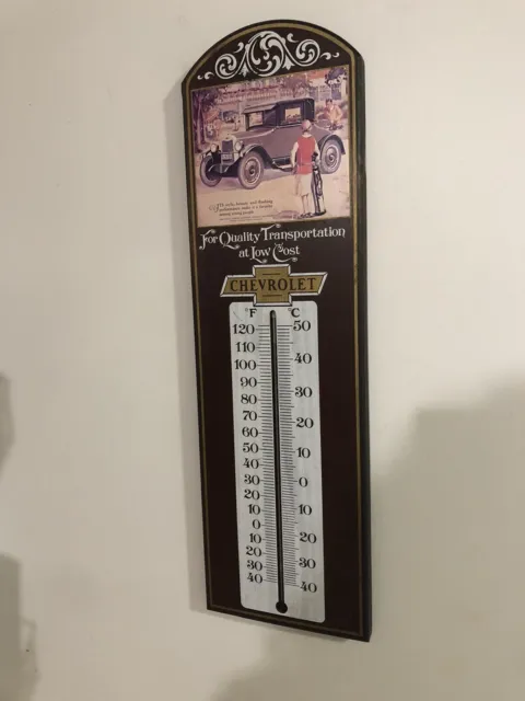 Vintage Chevrolet Car Wood Thermometer/ Sign - George Nathan