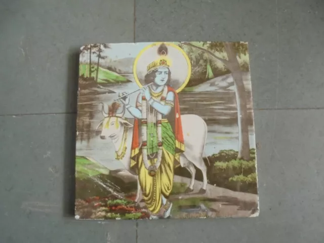 Vintage Lord Krishna Figurine Colorful Ceramic Tiles, England ?