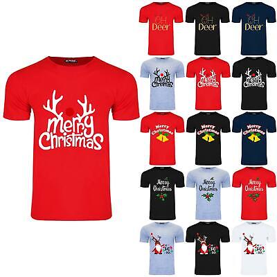 Mens Short Sleeve Casual Merry Christmas Printed Xmas Stretchy T-Shirt Tee Top