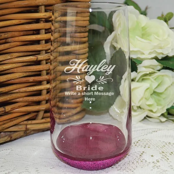 Bride Engraved Personalised Glass Tumbler |Gift Bridal Party Wedding