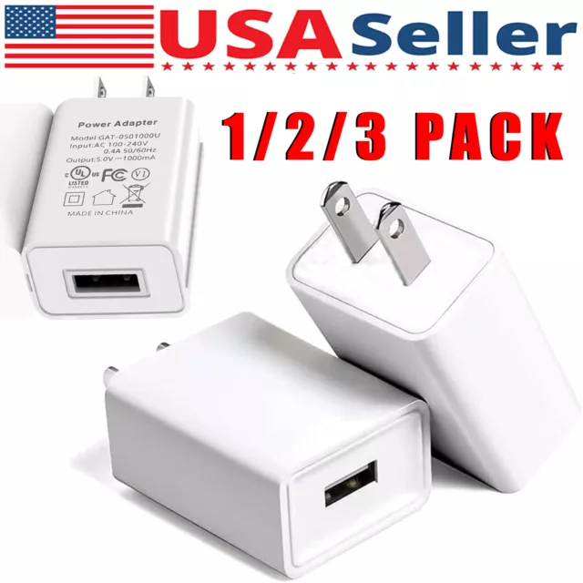 2 Pack Universal 5V 1A US Plug USB AC Wall Charger Power Adapter For Smart Phone