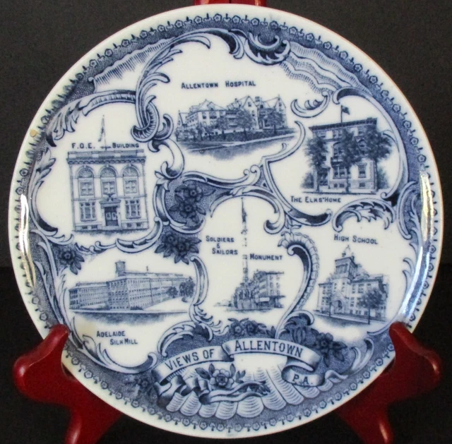 Early 20th Century Souvenir Plate Hospital Silk Mill Allentown Pennsylvania
