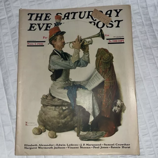 Saturday Evening Post NORMAN ROCKWELL Nov 7, 1931 COMPLETE MAGAZINE/ Excel. Cond