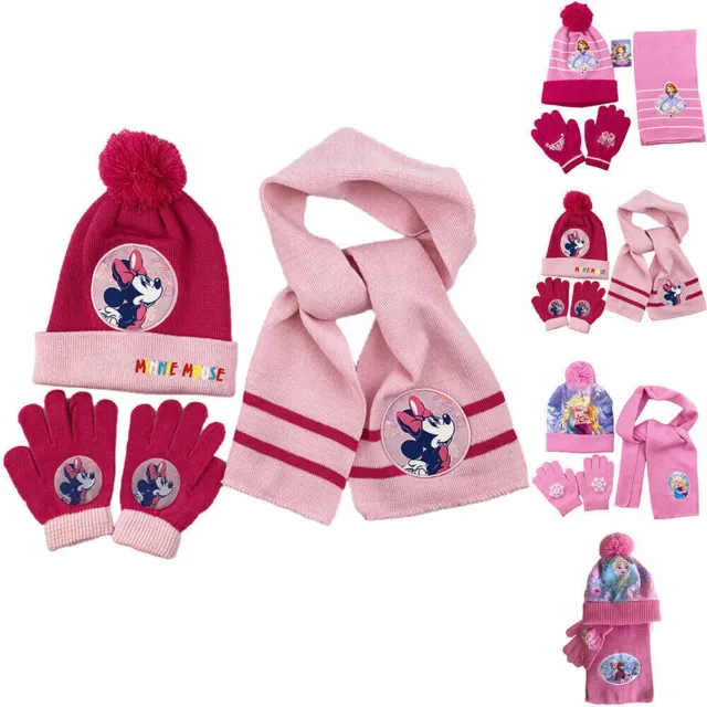 Kids Girls Fluffy Faux Fur Pom Poms Beanie Hats w/ Knitted Scarf Winter Gloves·