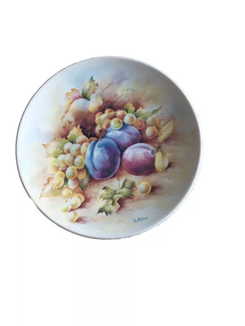 Vintage Poole Pottery Plate, A Still Life Of Fruit Signed D Wallace, Stamped No.