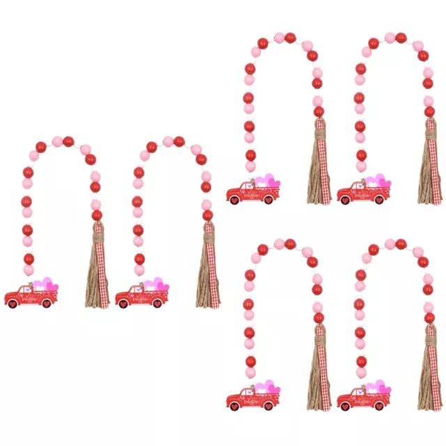 6 piezas guirnaldas de perlas Día de San Valentín decoración de pared relleno de flecos cuentas de madera