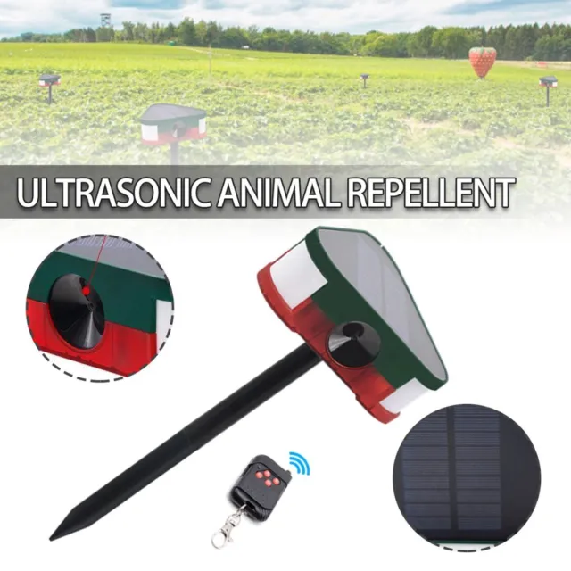 Outdoor Solar Animal Repeller Ultrasonic Squirrel Rat Repellent Motion C