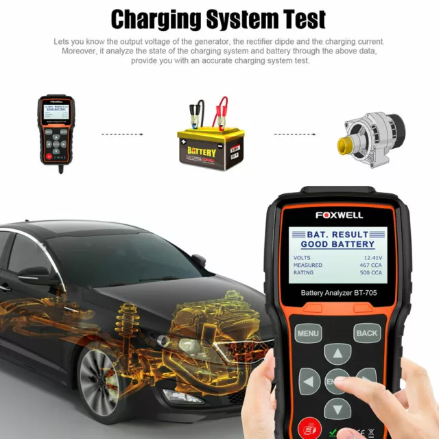 Foxwell BT705 Auto 12V & 24V Truck Car Battery Load Tester & Charging System 3