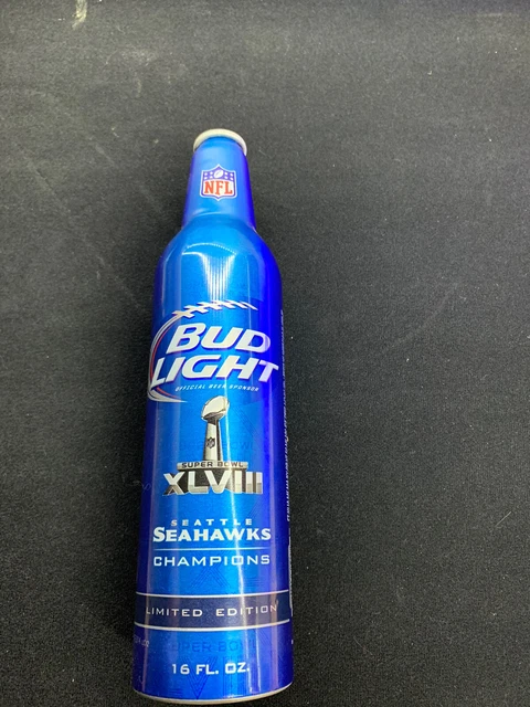 Seattle Seahawks Super Bowl XLVIII 48 Champions Bud Light Aluminum Bottle! Rare! Seattle Seahawks Super Bowl XLVIII 48 Champions Bud Light Aluminum Bottle! Rare!