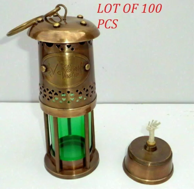 Vintage Messing Laterne Nautisch Schiff Minor Lampe Öl Set Mit 100 Einheit Gifts