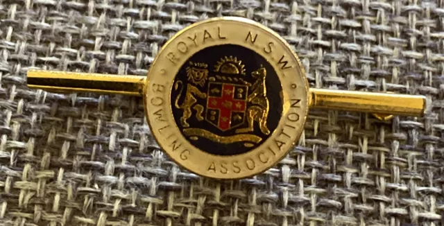 Royal Bowling Association Badge Pin NSW Hat Pin Crest Enamel Gold Tone