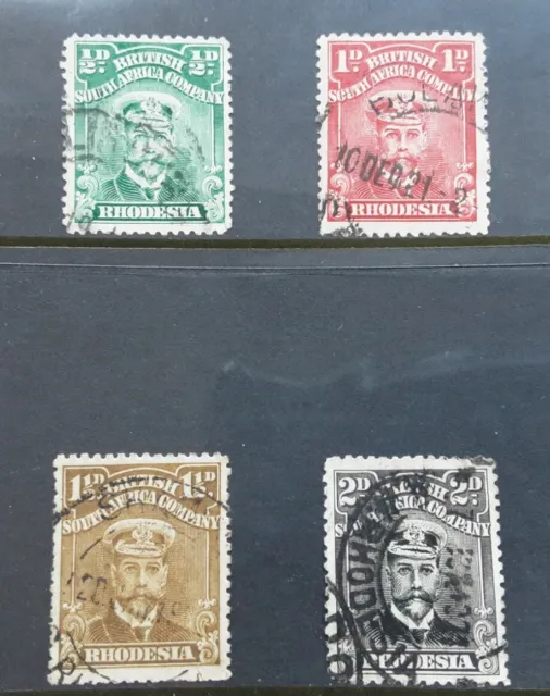 British South Africa Company Rhodesia 1913 KGV stamps SG 187, 192, 198 & 291