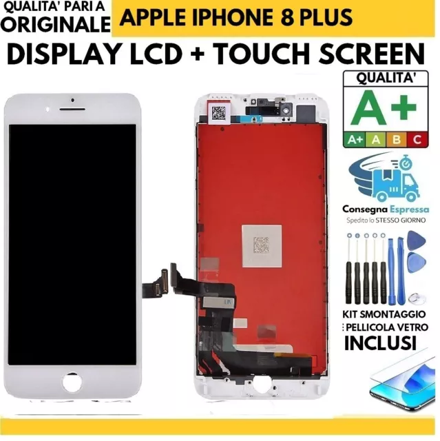 DISPLAY LCD ORIGINALE Per APPLE IPHONE 8 PLUS SCHERMO VETRO TOUCH SCREEN BIANCO