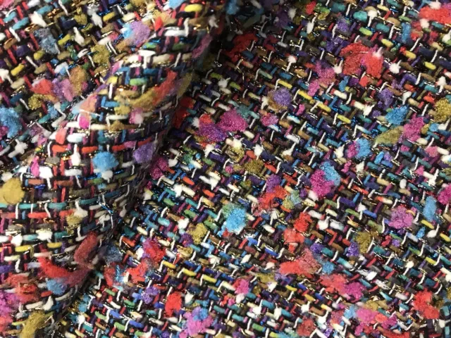 Designer Chanel Look  Tweed Fabric By The Yard Multicolor