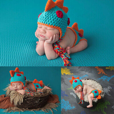 Baby Girls Boy Dinosaur Outfit Newborn Photography Props Knit Infant Baby Hat