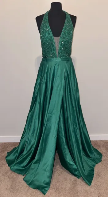 Vienna 8308 Prom Party Homecoming Pageant Dress 14 Green New Without Tags