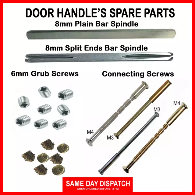 Door Handle Spare Parts, Screws, Bolts, Sleeve, Spindles, Grub Screws, Fixings