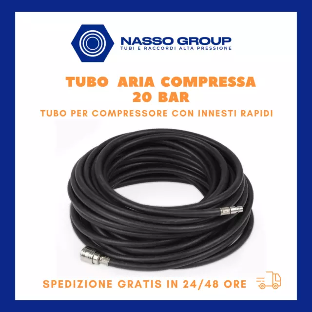 Tubo Aria Compressa Flessibile Per Compressore 20 Bar Con Innesti Rapidi