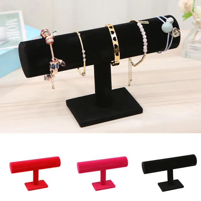 T-Bar Bracelet Watch Display Holder Hair Band Velvet Show Stand Bangle Rack