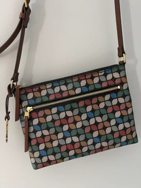 Fossil Fiona Small E/W Crossbody Bag Purse Adjustable Strap Multi Color