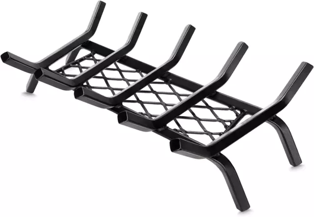 G GOOD GAIN Fireplace Grate with Ember Retainer, 20" Heavy Duty Steel Indoor, Ch