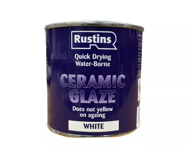 Rustins Quick Dry Acrylic Ceramic Glaze White 250ml Won't Crack, Craze or Yellow