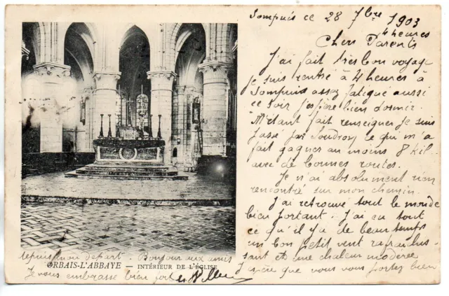 ORBAIS L' ABBAYE - Marne - CPA 51 - Vue interieure de l' église