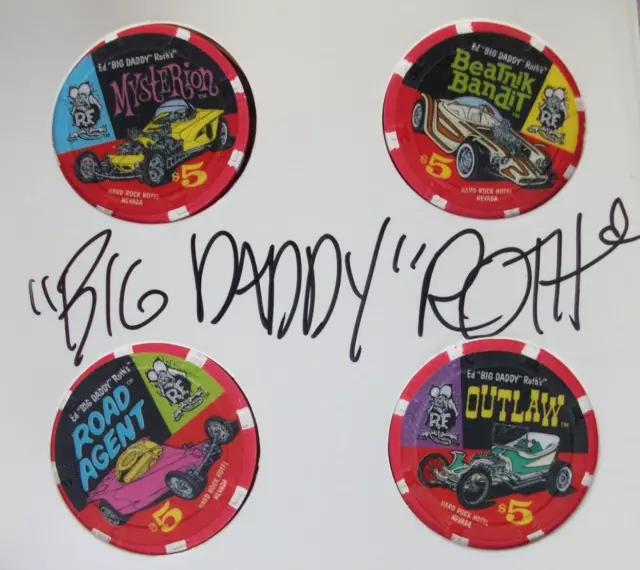Ed Big Daddy Roth Rat Fink Casino Chips SIGNED AUTOGRAPHED Hard Rock Hotel LE