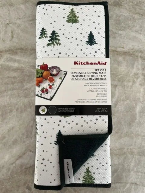 KitchenAid 2 large reversible drying mats 16 x 22 choice of color Christmas