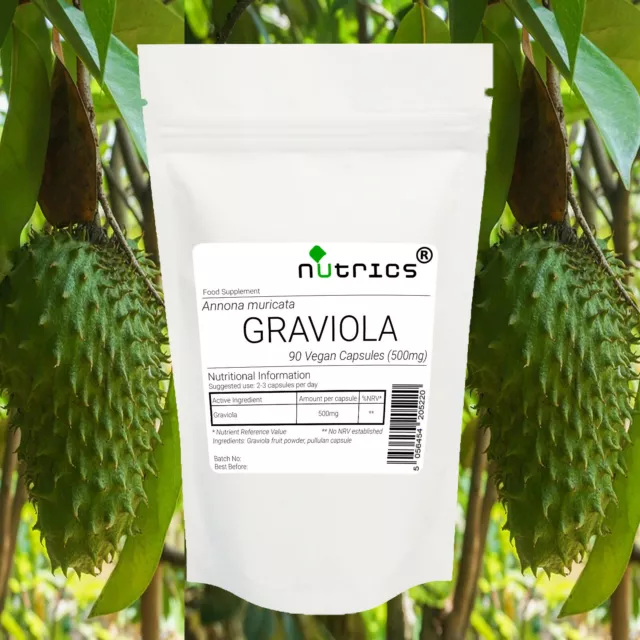 Nutrics® GRAVIOLA FRUIT 500mg x 90 Vegan Capsules 100% Pure SOURSOP