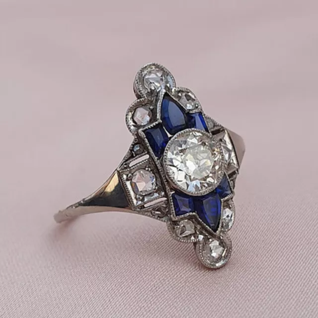3 Carat Round Cut Lab-Created Diamond Old Romanian Style Vintage & Antique Rings