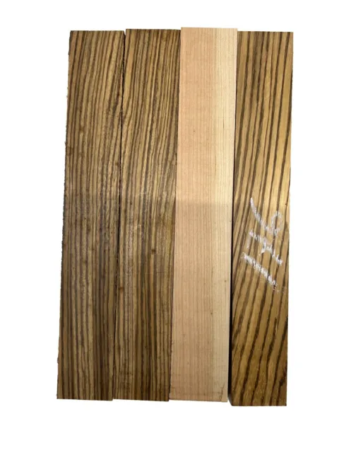 4 Pack ,Cherry+ Zebrawood Thin Stock Lumber Board - 12-7/8" x 1-7/8" x 3/4"#176