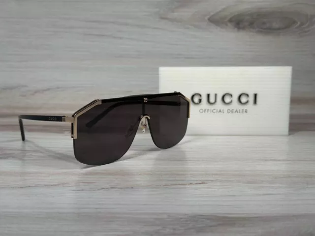 BRAND NEW GUCCI 0291 Aviator Black Gold Sunglasses Ships Now 235.00 PicClick