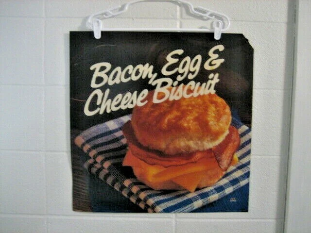 MC DONALDS bacon, egg & cheese biscuit , translite sign/poster 1984