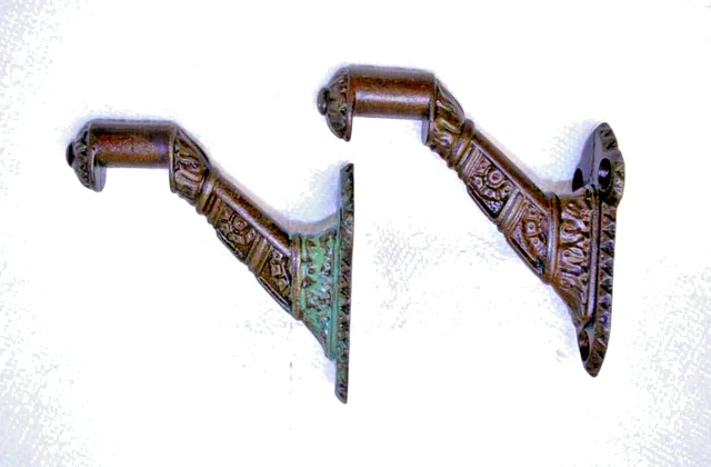 Antique Ornate Cast Iron Hand Rail Mounting Brackets Victorian Eastlake Era