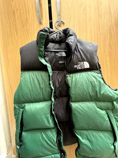 Gilet The North Face 700 1996 retrò Nuptse nero/verde TAGLIA LARGE nuovo!