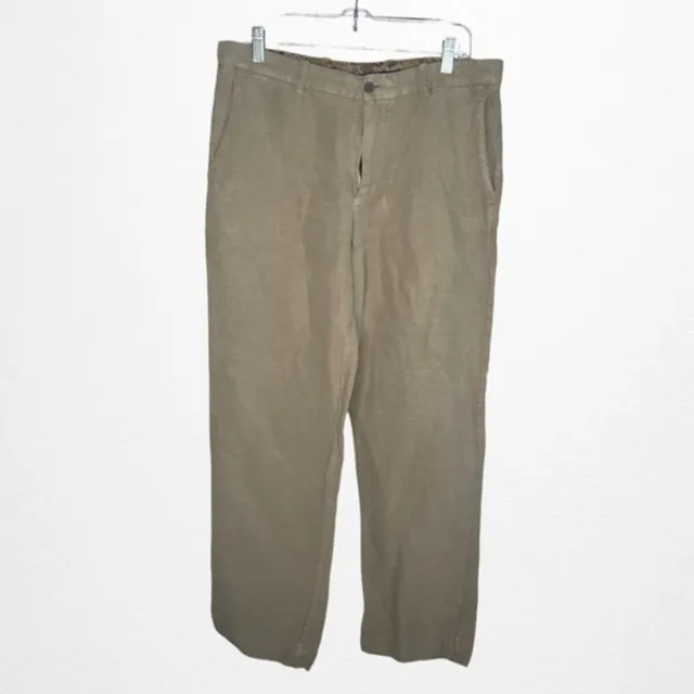 Tommy Bahama Men's Light Khaki/Tan Linen Blend Straight Beach Pants Size 33/32