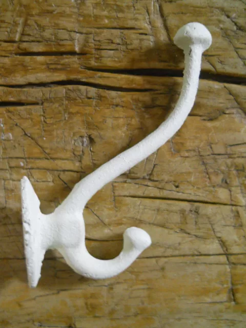 12 Cast Iron WHITE MISSION STYLE Coat Hooks Hat Hook Rack Hall Tree Restoration