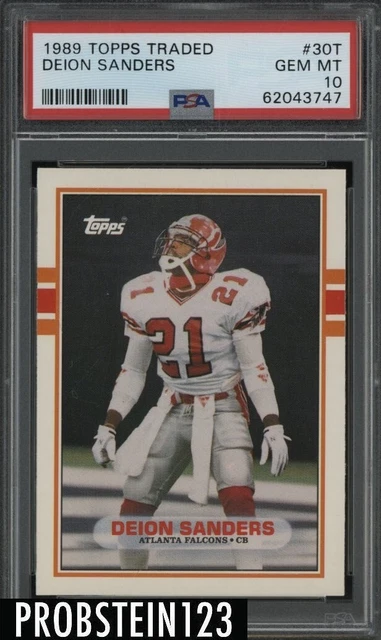 1989 Topps Traded Football #30T Deion Sanders Falcons RC Rookie HOF PSA 10