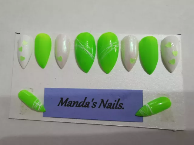 Hand Painted Full False Nails Stiletto Cut [10 Nails] Gift Party